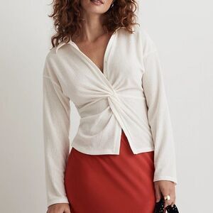 Madewell Twist-Front Long-Sleeve Top Small Lighthouse Color Nwt